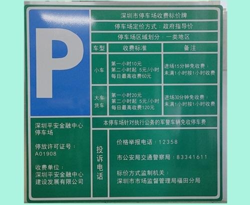 停車場收費告示牌